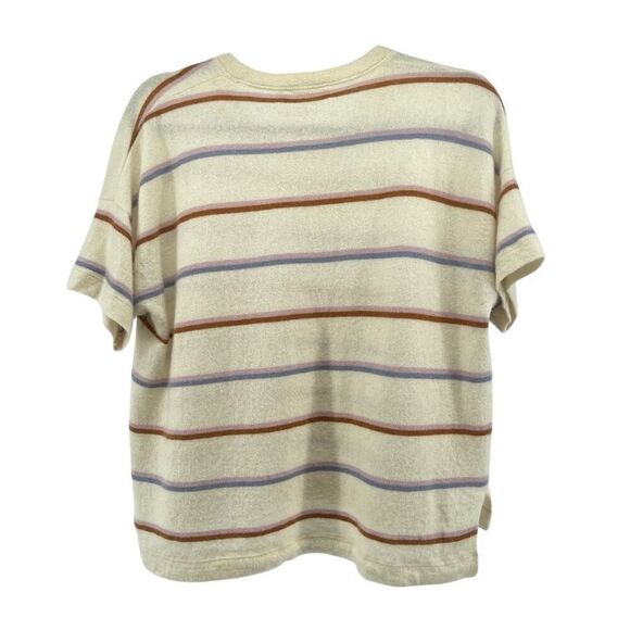Madewell Heather Oatmeal Stripe Responsible Weightless Cashmere Sweater Tee MED - Picture 5 of 15